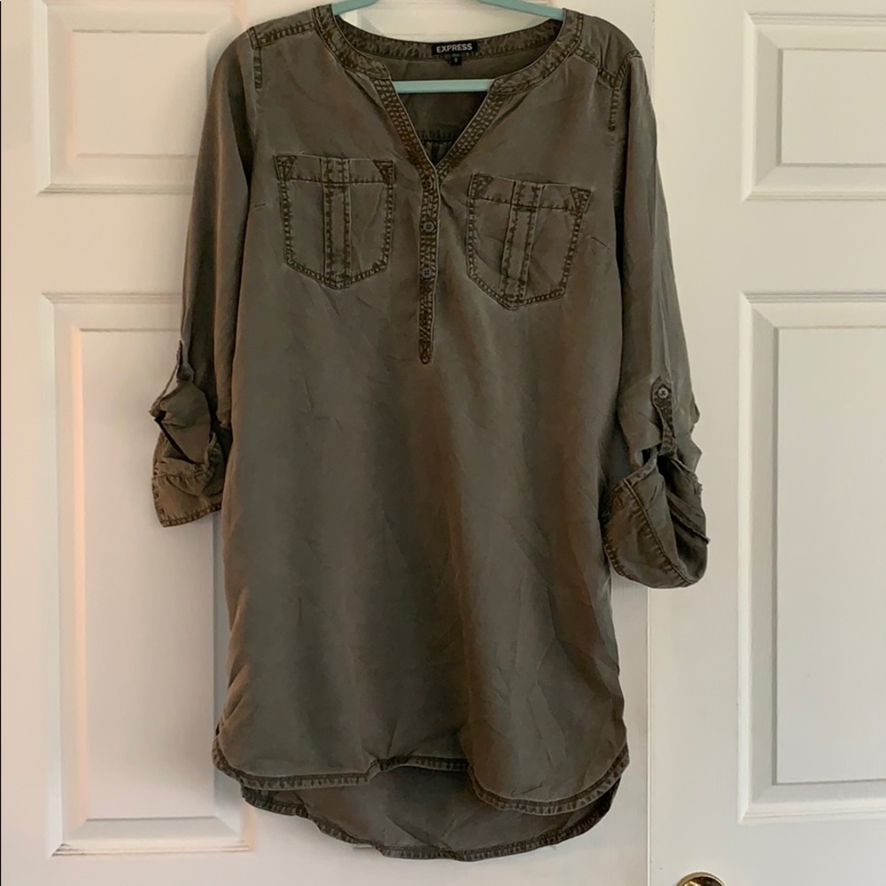 Army Green T shirt Dress